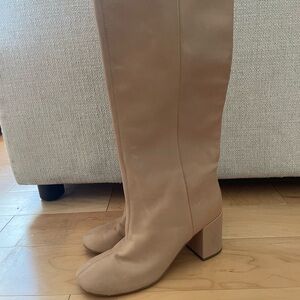 Leather tan knee high boots